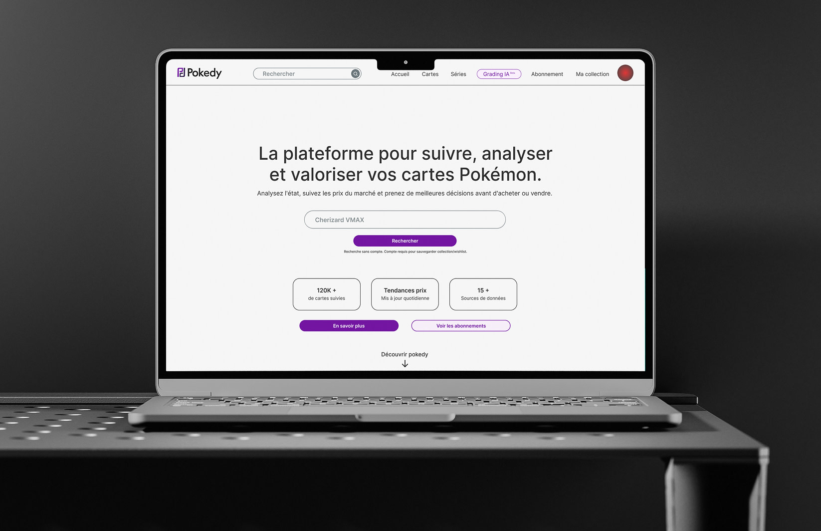 Pokedy affiche l’analyse d’une carte Pokemon sur un ordinateur portable.