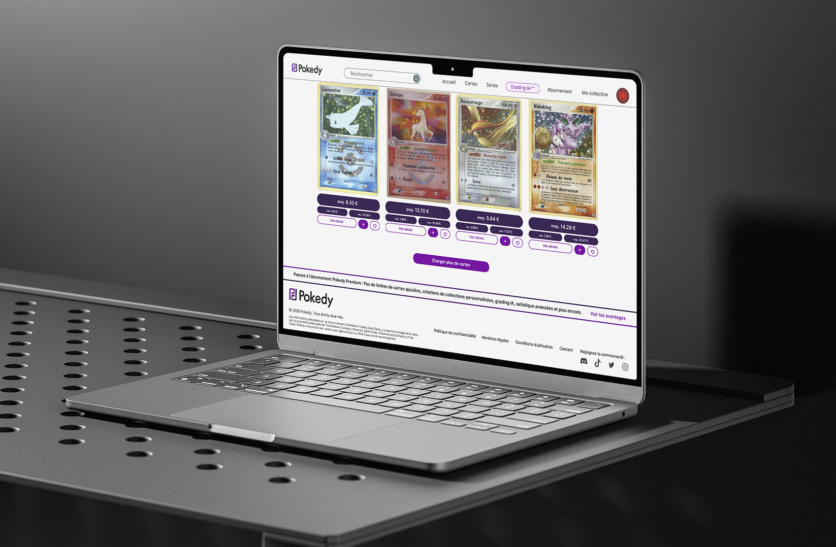 Pokedy montre la valeur et l’historique d’une collection de cartes Pokemon.